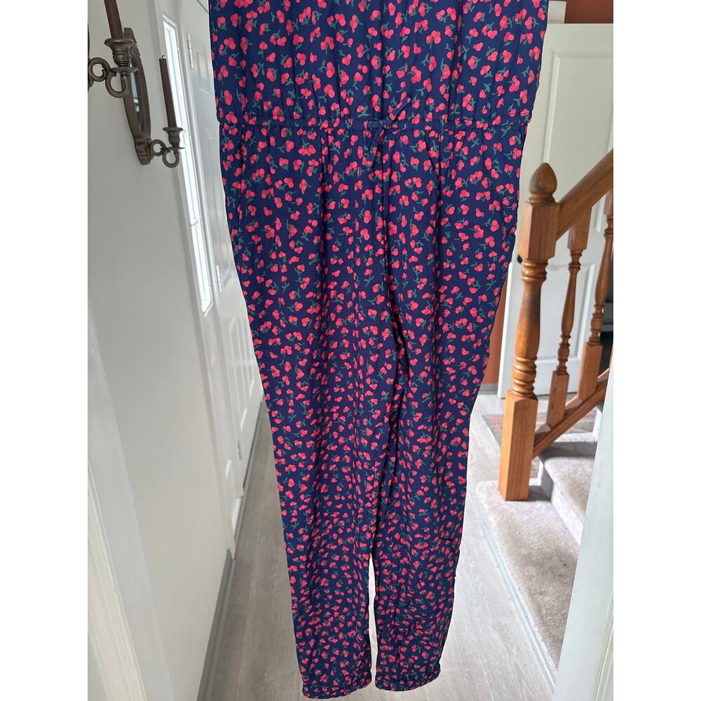 Vineyard Vines | Navy Blue Cherry Print Jumpsuit Girls Size 16 - Picture 4 of 8